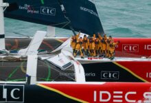 Arrivée de The Famous Project CIC sur le Trophée Jules Verne à bord d'IDEC SPORT