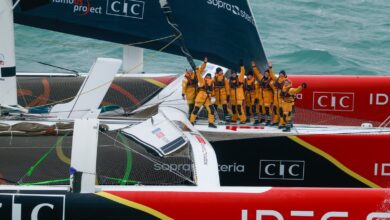 Arrivée de The Famous Project CIC sur le Trophée Jules Verne à bord d'IDEC SPORT